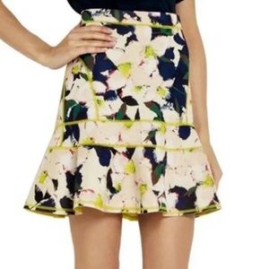 J Crew Neoprene Surf Skirt Cove Floral Scuba Mini Neon Yellow Blue Green | Sz 6
